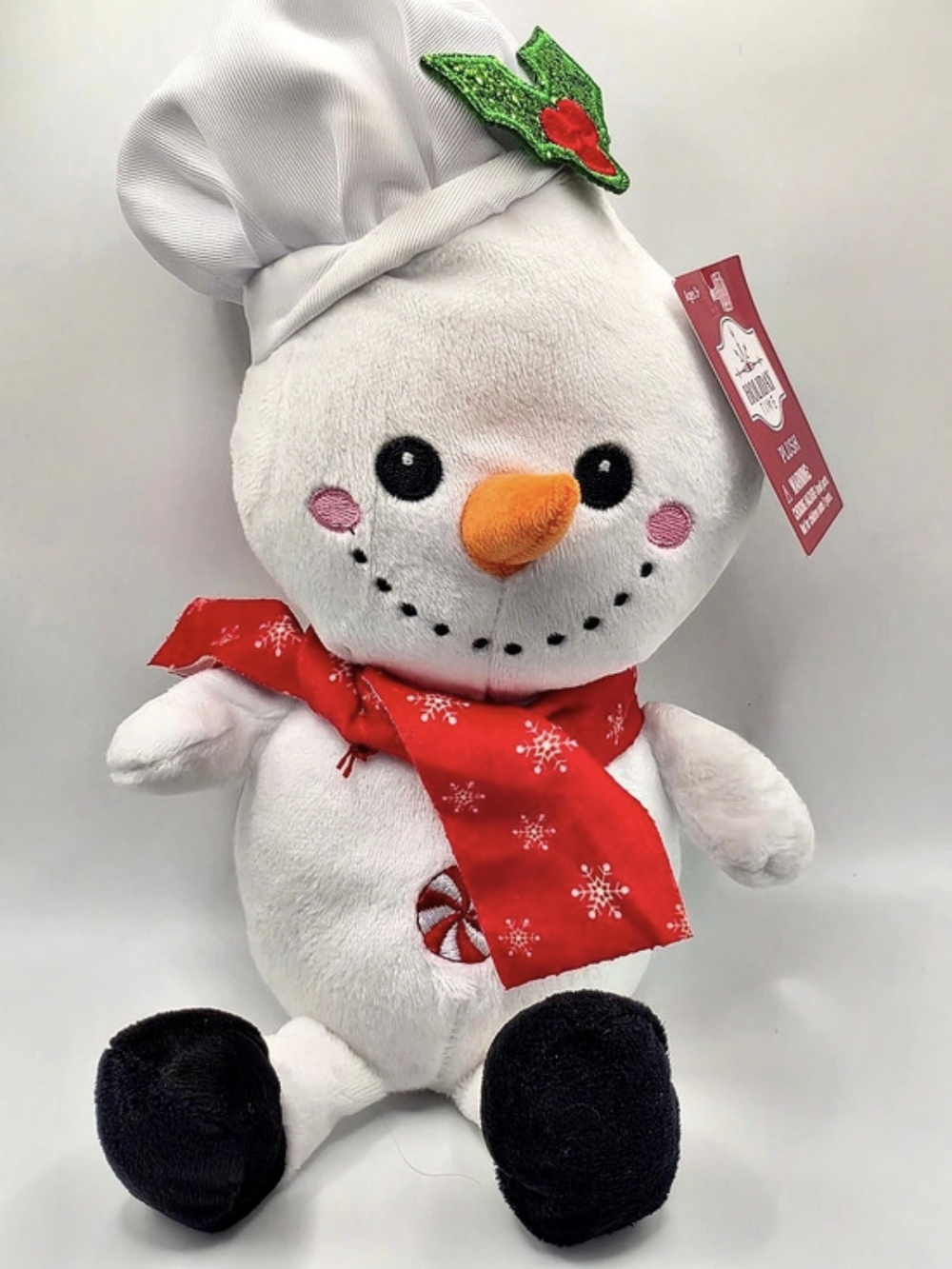 Holiday Time Chef Snowman Plush NWT